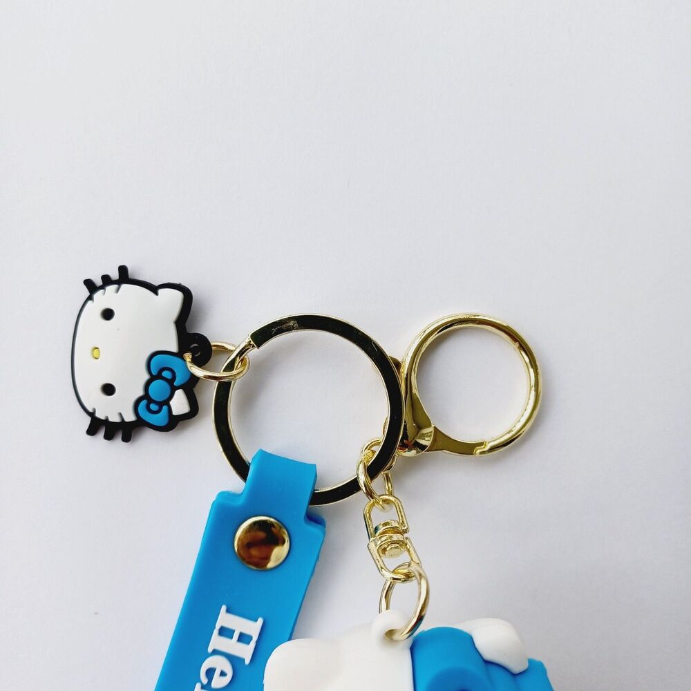 Sanrio HELLO KITTY Blue Molded 3D FIGURE KEYCHAIN Charm Backpack Fob Carry Strap - Picture 4 of 7